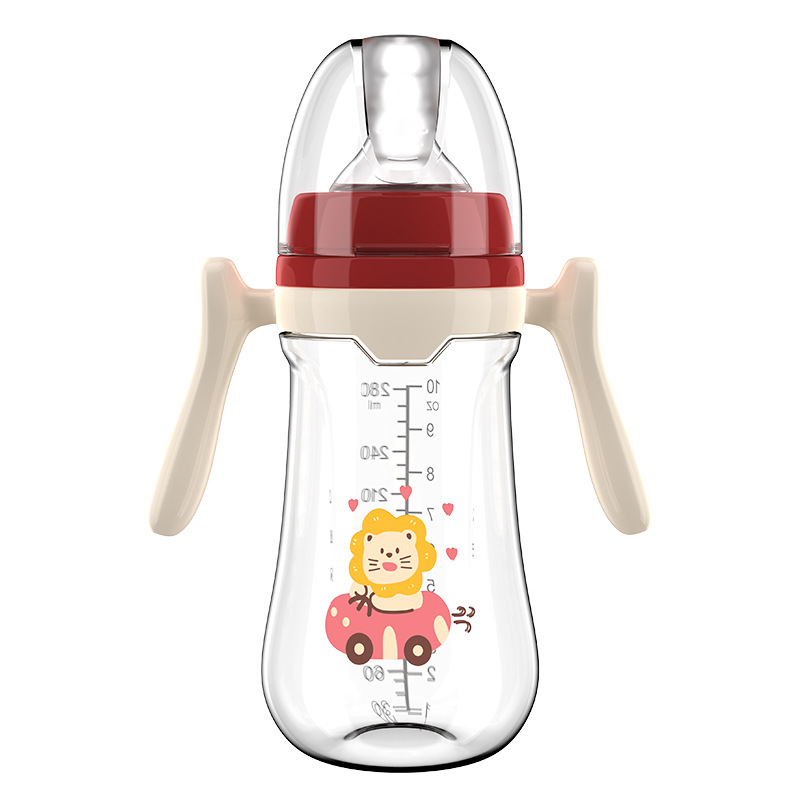 Pezón de boca ancha para bebés 180/240/280ml Serie simple con mango PP biberón sin pajitas