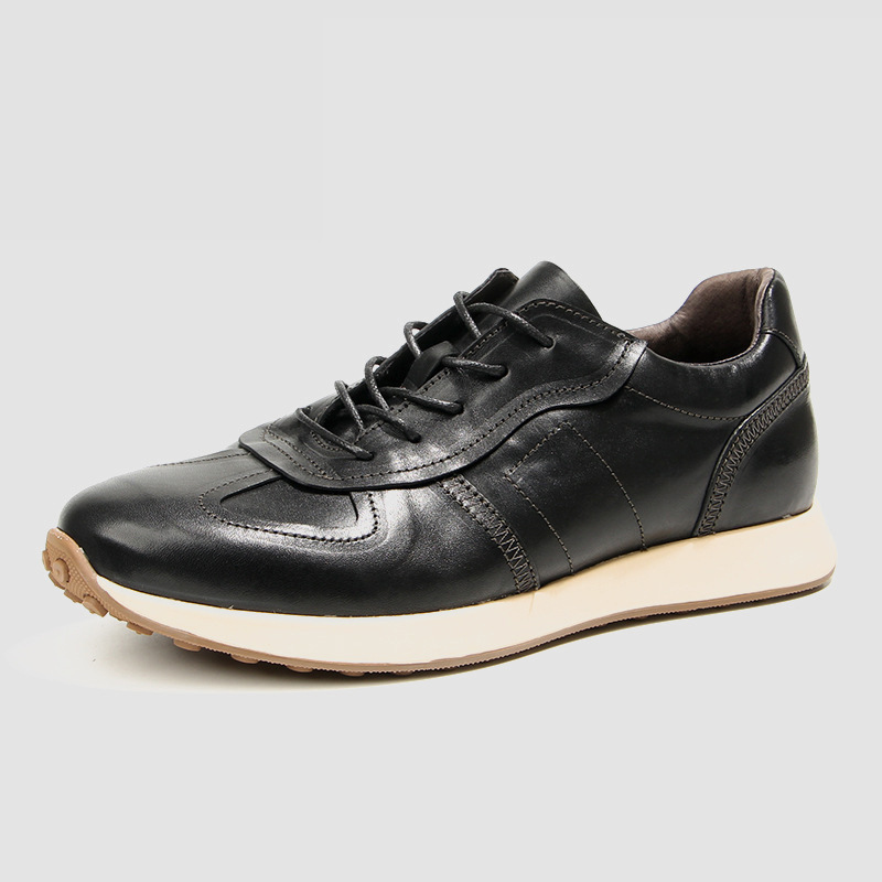 Washed Horse Leather Forrest Gump Shoes for Men, Vintage Distressed Sneakers, Handmade Genuine Leather