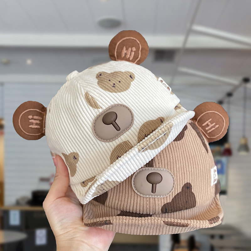 Sombrero para bebés otoño y invierno lindo gorra de lengua de superpeso para bebés a prueba de viento cálido con檐 suave gorra de béisbol para bebés otoño