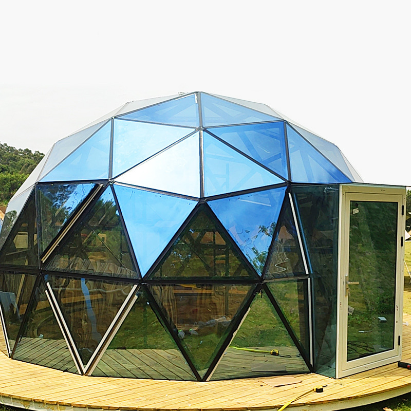 网红圆形玻璃酒店高度户外营地民宿建设 玻璃星空帐篷 球形