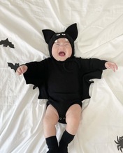 韩国进口童装代购同款男女宝宝婴幼儿万圣节蝙蝠侠连体爬服