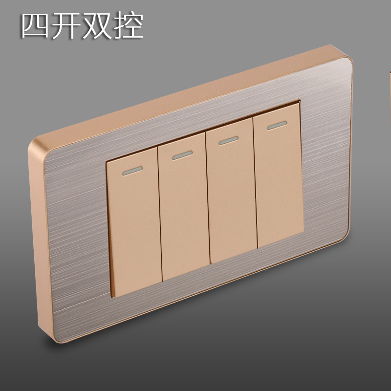 Panel de enchufe de metal estándar estadounidense de acero inoxidable dibujado oro tres agujeros Taiwan conmutador USB suministro directo de fabricantes de enchufes