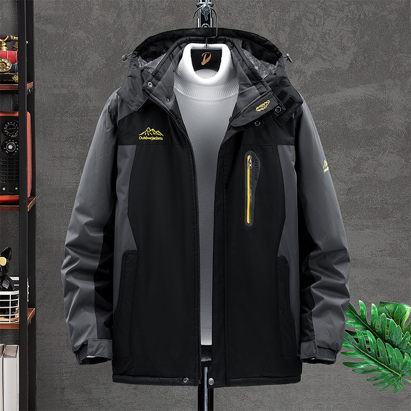 Ropa de montañismo extragrande para exteriores, chaqueta cortavientos e impermeable, ropa de invierno para hombre, cortavientos grueso con forro polar para mayor calidez.