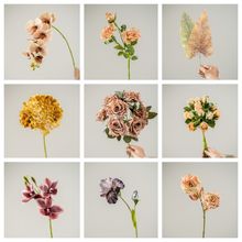 婚庆仿真花秋色婚礼咖色系装饰花材婚礼花艺焦糖色摆件绢花假花