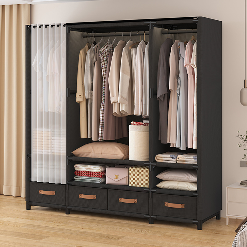 Japanese-style household cloth wardrobe simple wardrobe bedroom new rental room assembly [a generation of hair] in stock