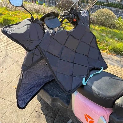 Electric Vehicle Windproof Cover, Winter Version with Fleece Lining and Thickened, Waterproof for Electric Motorcycles, Windproof Cover for Winter, Suitable for All Seasons (Motorcycle front windshield) - winter-fleece-lined-black
