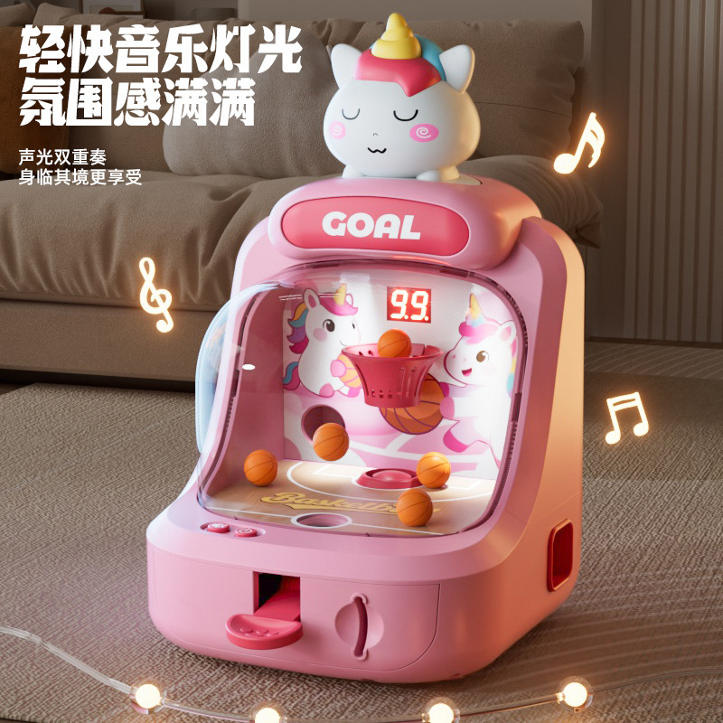 儿童抓球机迷你灯光音乐投篮小型家用桌面趣味玩具亲子益智投币机|undefined