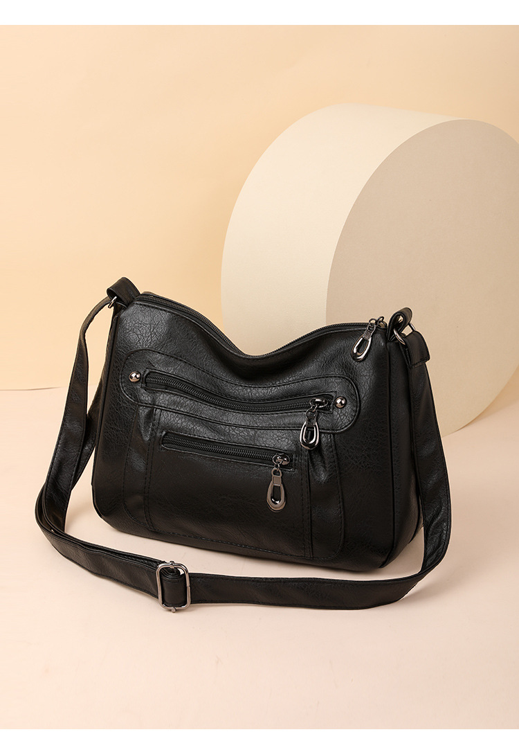 729g Weight Polyester Lining Material Zipper Closure Type Single Shoulder Strap Strap Type Women's Pu Leather Solid Color Vintage Style Square Zipper Square Bag