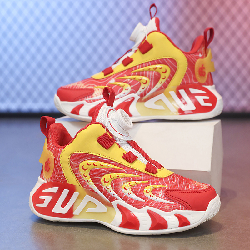 Bala Bala Boys' Rotating Running Summer 2026 Sports Shoes New Children's Button Basketball Shoes for Boys