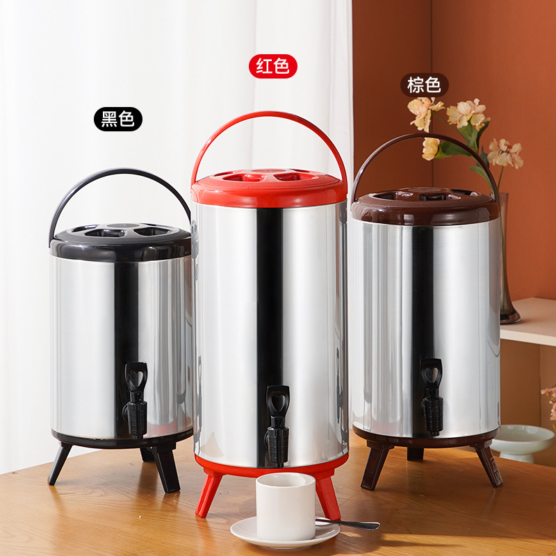 Té de leche de acero inoxidable barril aislado leche de soja jugo de café agua hirviendo Cubo de té caliente y frío puesto de doble uso transfronterizo de gran capacidad