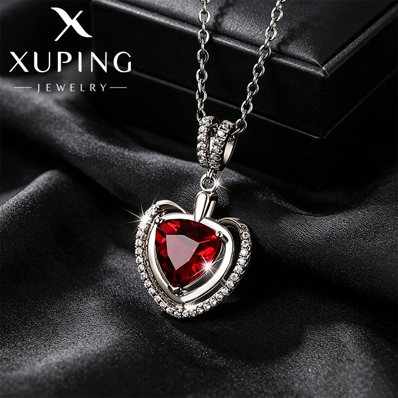 Dije de Corazón Rojo de Aleación con Gemas Artificiales para Mujer image 3