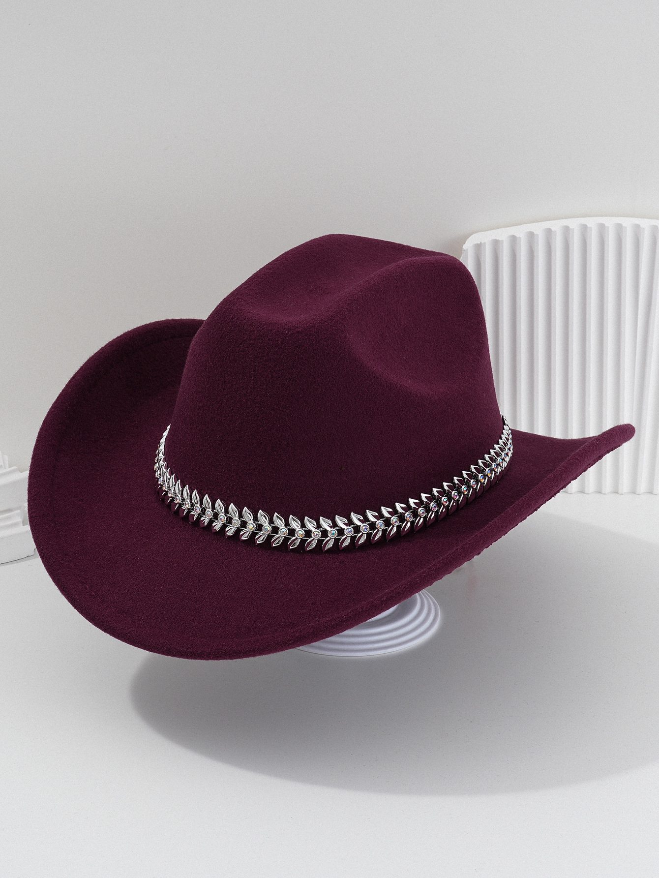 Panama cowboyhatt med 3d-löv rhinestone bälte för fest_voghion.com