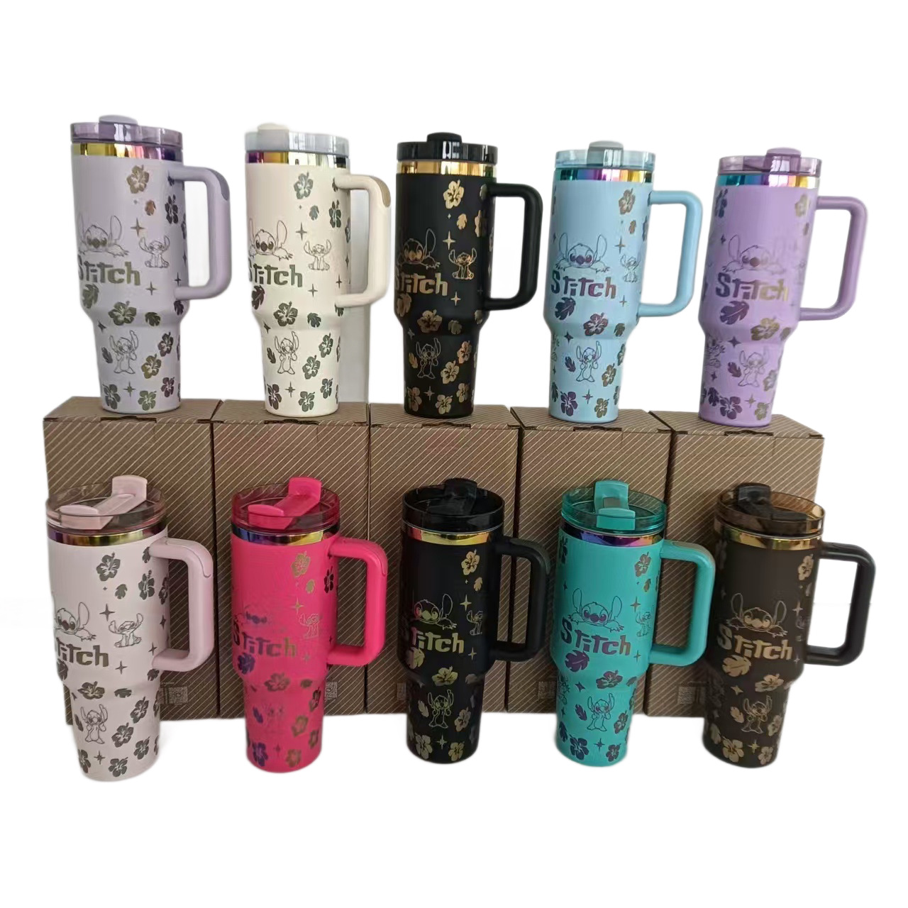 Spot transfronterizo de 40oz Sty 's acero inoxidable taza de aislamiento de hielo taza de gran capacidad con mango pareja