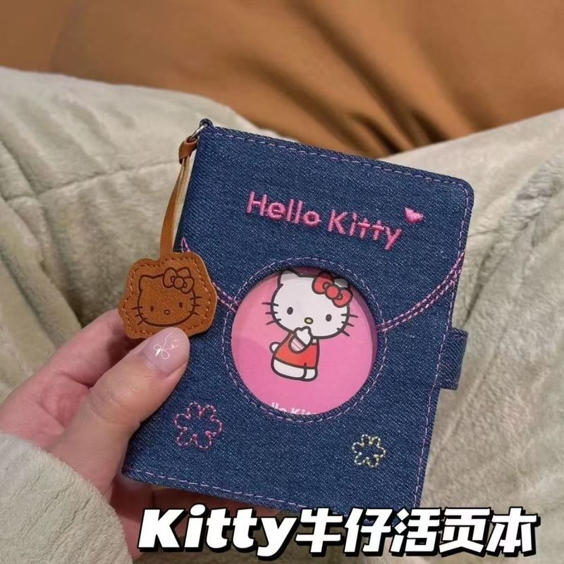 日本のデニムブルー漫画キティ猫 m5 ノートブック漫画刺繍ノートブックポータブルルーズリーフノートブックメモ帳|undefined