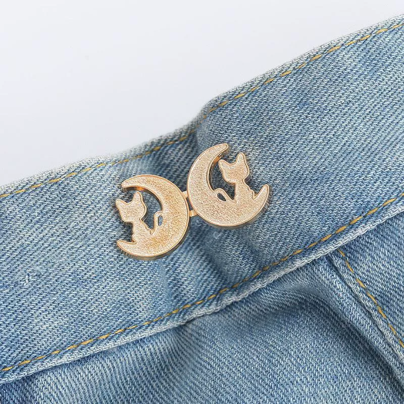 Nail-Free Removable Waist Buckle Pair, Flat-Bottom Seamless Buttons for Pants & Skirts, Assorted Designs