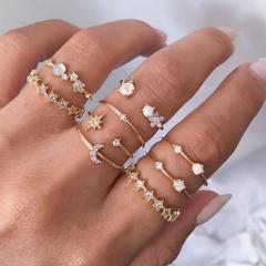 European and American Cross-Border Star and Crescent Ring Set 9 Pieces Creative Retro Simple Alloy Joint Ring