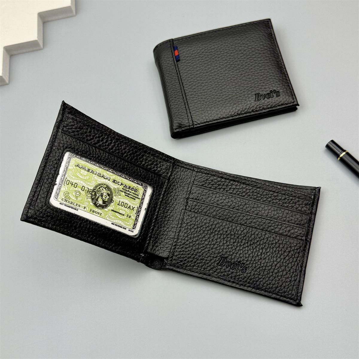 Amazon Cowhide Men's Wallet First Layer Cowhide Short Men's Wallet Foreign Trade Manufacturer Spot Genuine Leather Wallet