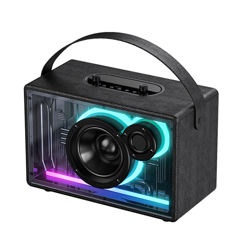 Nuevo altavoz Bluetooth inteligente AI transfronterizo K-canción en un sonido de alta potencia mecha transparente RGB audio Bluetooth
