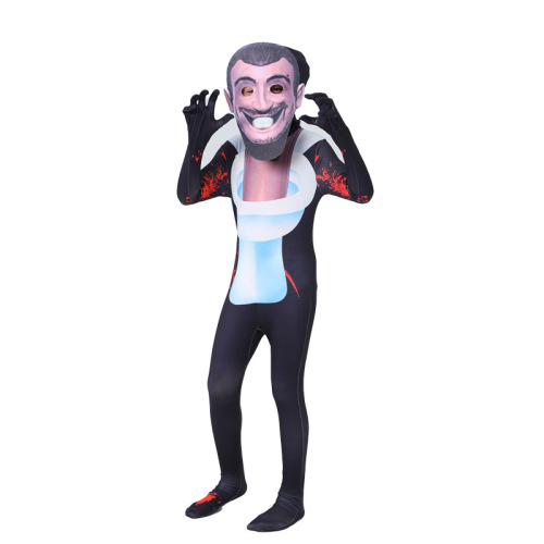 Halloween Skibidi tights cos costume jumpsuit children's cosplay suit surveillance man vs toilet man