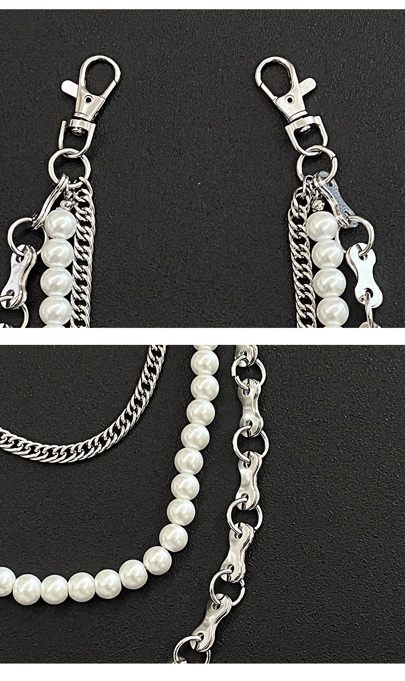 Punk Aksesuarları Kot Bel Hip Hop Dekorasyon Pantolon Moda İnci Zincir Askılı Süs Toptan_voghion.com