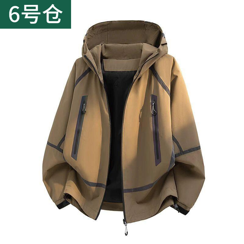2026 Autumn New American Style Multi-Pocket Hooded Jacket for Men, Loose Outdoor Casual Workwear Coat