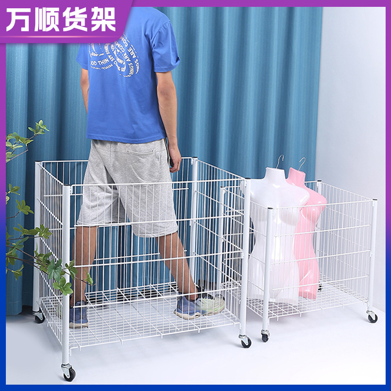 商场超市大容量可移动促销收纳筐 浸塑金属置物篮铁艺衣服食品篮