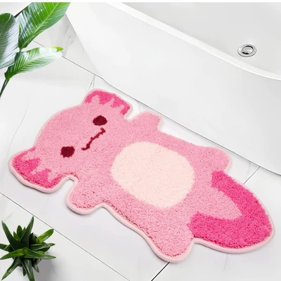 Cross-border cartoon animal-shaped faux cashmere floor mat for bathroom, water-absorbent, non-slip, cooling foot mat, entrance door mat