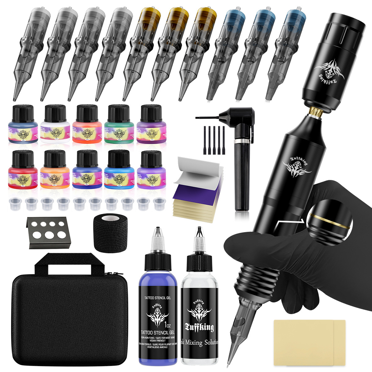 Tuffking tatuaje traje de transferencia de tatuaje gel tatuaje pigmento diluyente traje inalámbrico tatuaje pluma traje