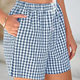 2025 Amazon AliExpress Women's Casual Cotton Pajama Pants Pocket Loose High Waist Wide Leg Vintage Plaid Shorts