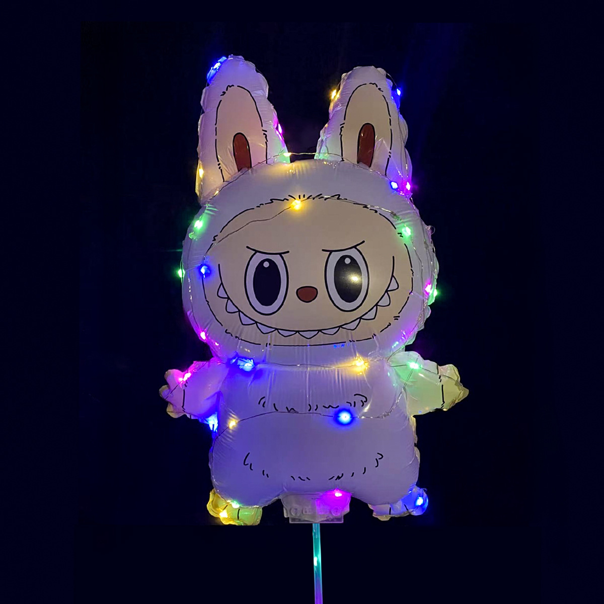 Clip luminoso globo clip de dibujos animados película de aluminio puesto de piso poste de remolque de mano globo mercado nocturno globo luminoso al por mayor