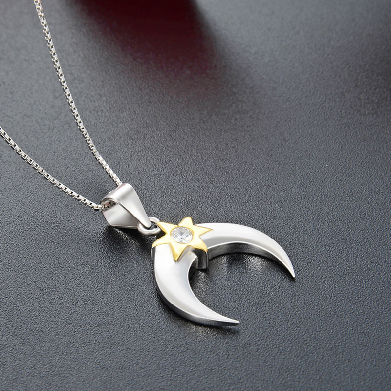 Venta al por mayor de las mujeres populares estrella Luna accesorios colgante estilo simple cadena clavícula estilo japonés y coreano s925 plata ZIRCON collar