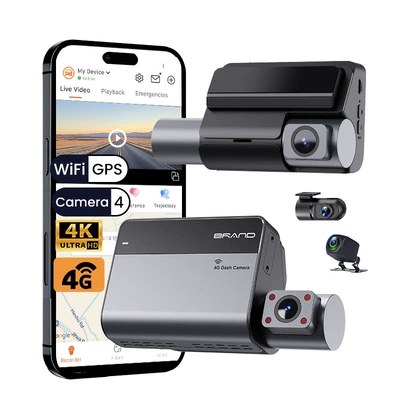 Cross-border 4G dashcam with four 4K cameras, remote monitoring, 24-hour surveillance, ADAS, BSD warning, and fleet management