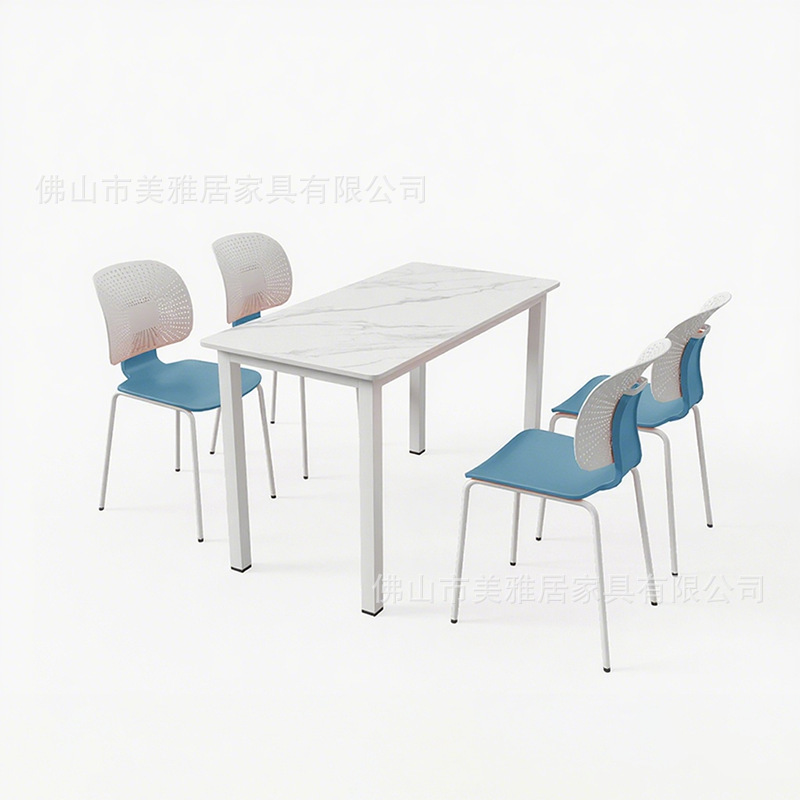 Mesa y silla de comedor de estudiantes de escuela Compañía comercial Comedor de personal de fábrica Comedor de postre Tienda de té de leche combinación de mesa y silla de comedor de tabla de roca