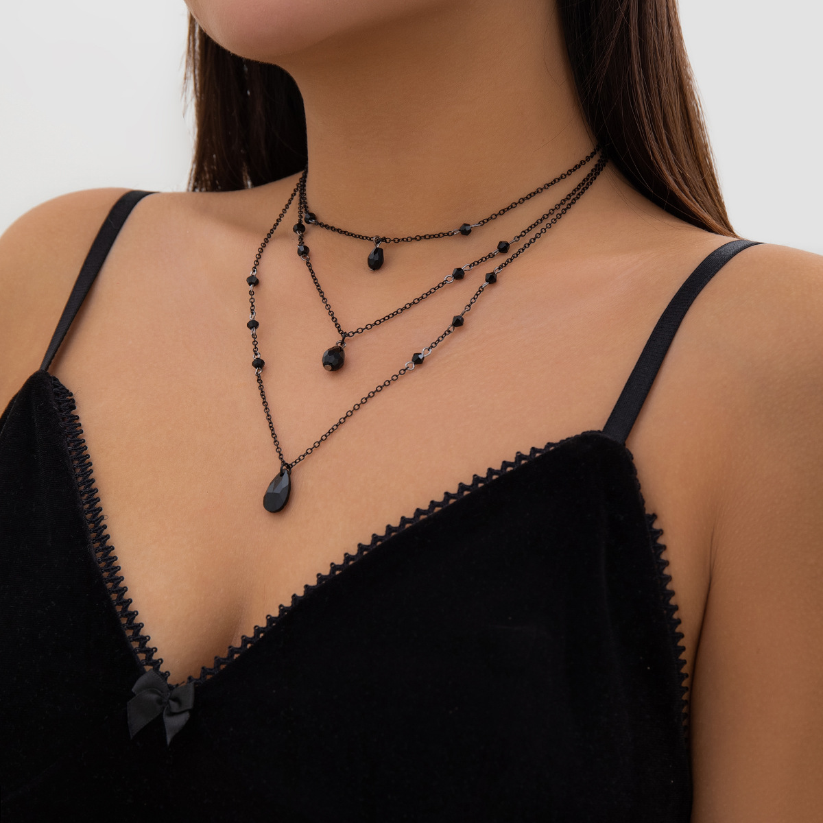 Bijoux transfrontaliers européens et américains, collier ras du cou à franges en forme de goutte de sang gothique rétro, collier en métal couleur sang simulé en forme de goutte de sang_voghion.com