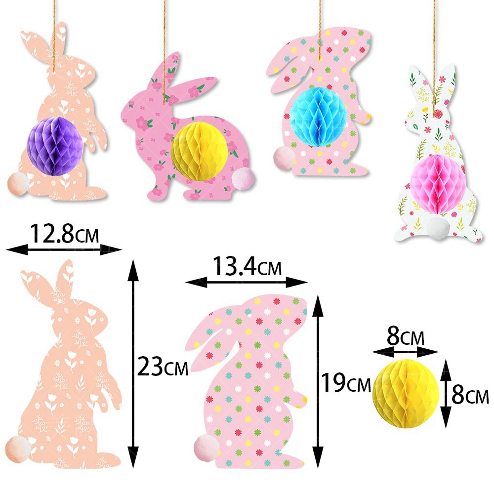 Amazon nuevo conejo de Pascua panal colgante Pascua de dibujos animados huevo conejo colgando Decoración