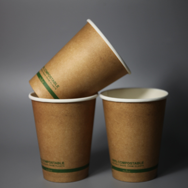 Tazas de papel compostables personalizadas sin plástico con película de pulpa PLA biodegradable cubierta de pulpa desechable al por mayor tazas de papel para bebidas calientes