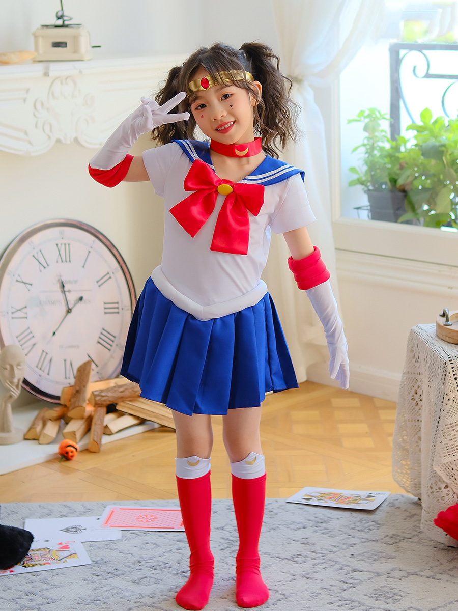 Disfraz de Sailor Moon para niñas, disfraz de Sailor Moon Sailor Bunny para niños, disfraz de actuación infantil para Halloween.