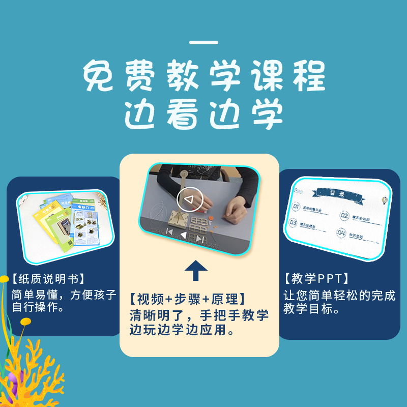 Tecnología pequeña producción invención correa de transmisión eléctrica Niños Estudiantes de primaria y secundaria experimento científico fabricante material de bricolaje hecho a mano