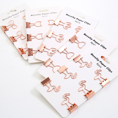 Yuelu creative metal small clip electroplating dazzling office clip photo clip cross-border folder student color clip