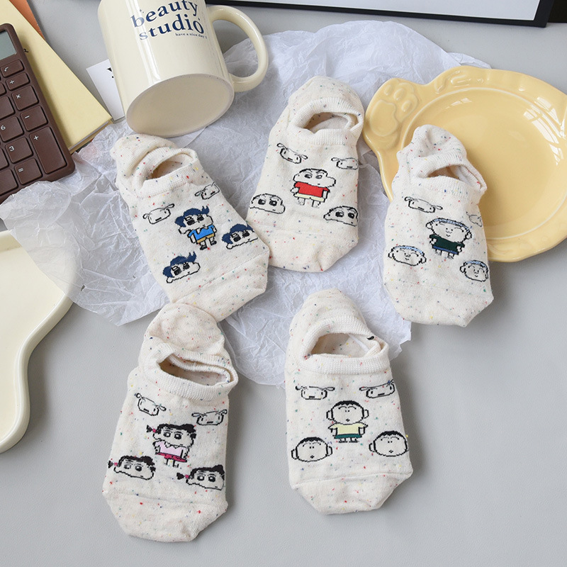 Crayon small new invisible socks women's spring and summer Japanese cartoon boat socks breathable sweat-absorbent Joker socks wholesale
