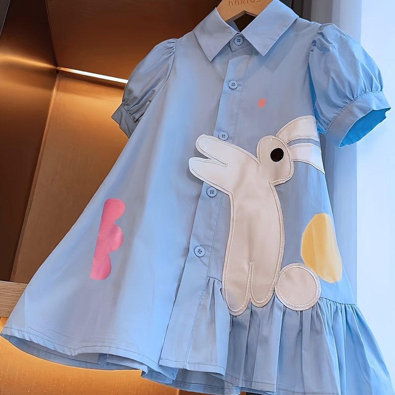 children's dress cute girl's short sleeved dress kids clothi|undefined