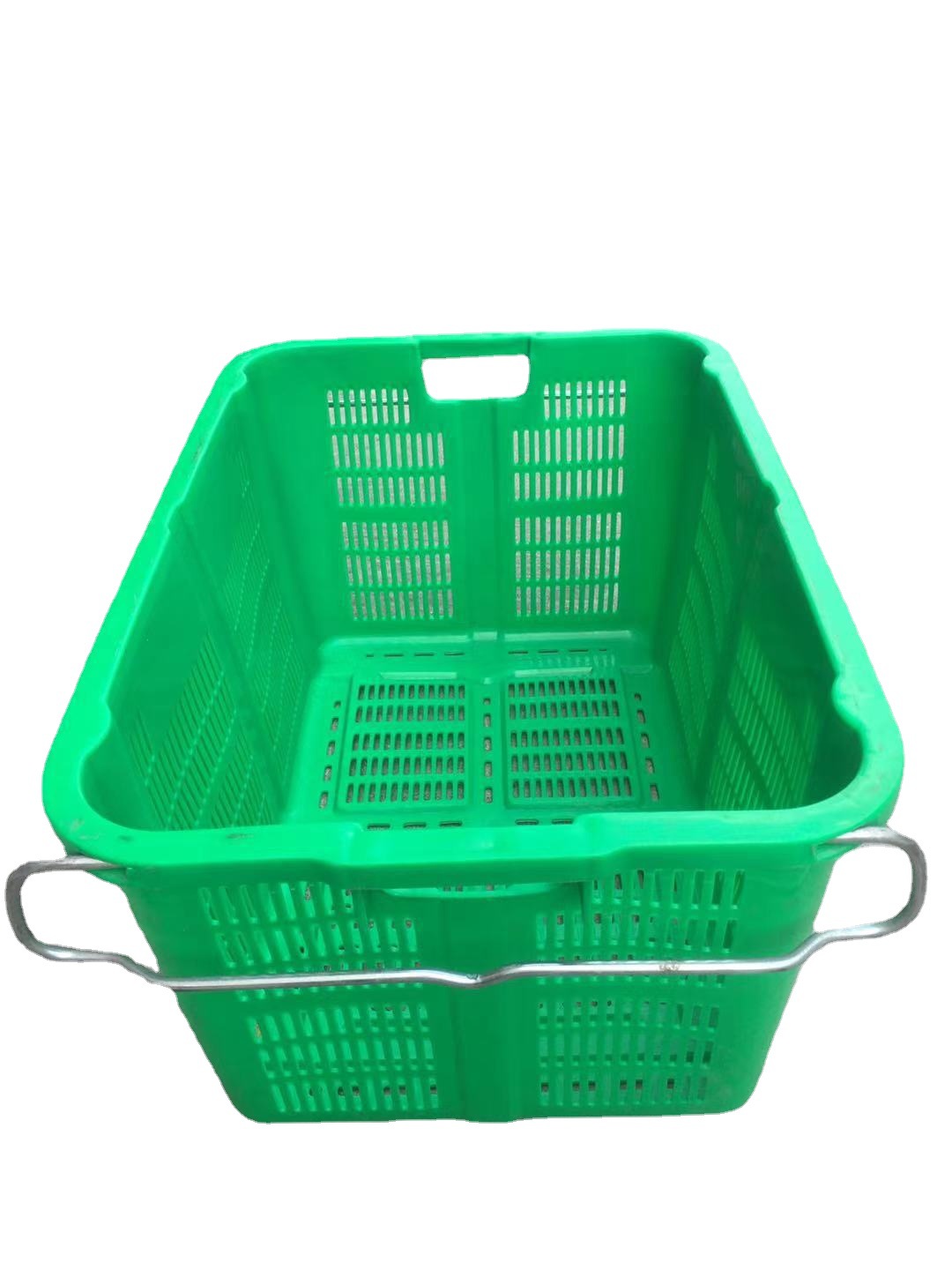 加厚耐摔压蓝色蔬菜周转筐 黄色水果运输箩 塑料铁耳箩