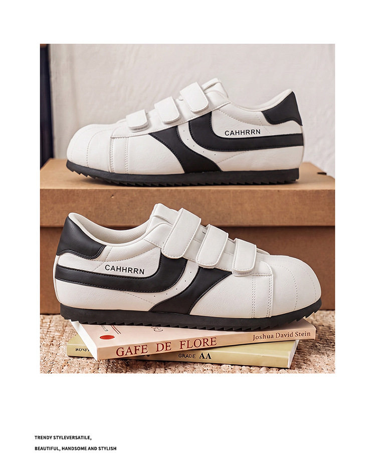 Giày sneaker nam mũi tròn khóa dán kiểu Đức huấn luyện, đế bằng gót thấp 1–3 cm, phối màu trơn — A2862 màu trắng, A2862 màu vàng, A2862 màu đen chi tiết 14