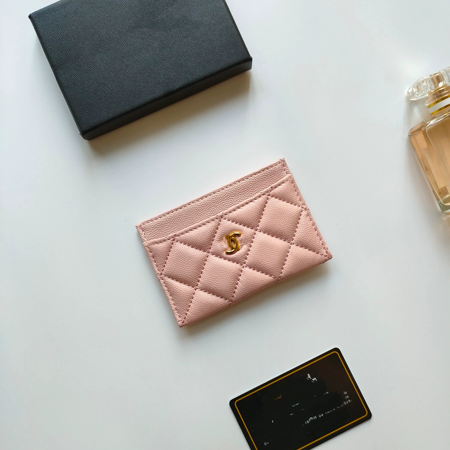 Кардхолдер (стиль Chanel) из натуральной кожи, стеганый тонкий кошелек, 7.5×11.2×0.5 см, мультicolor