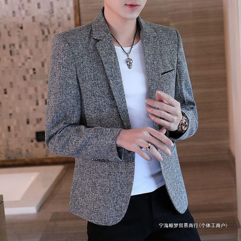 Men's spring and autumn casual blazer, fashionable slim-fit men's clothing, Korean-style trendy top, stylish small suit Men's spring and autumn casual blazer, fashionable slim-fit men's clothing, Korean-style trendy top, stylish small suit