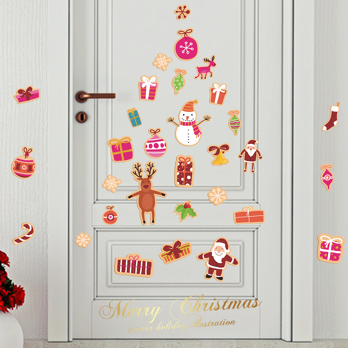 New Xmas005 Christmas Children's Room Cartoon Candy Wall Glazing Plate Glass Decorative Wall Sticker display picture 4