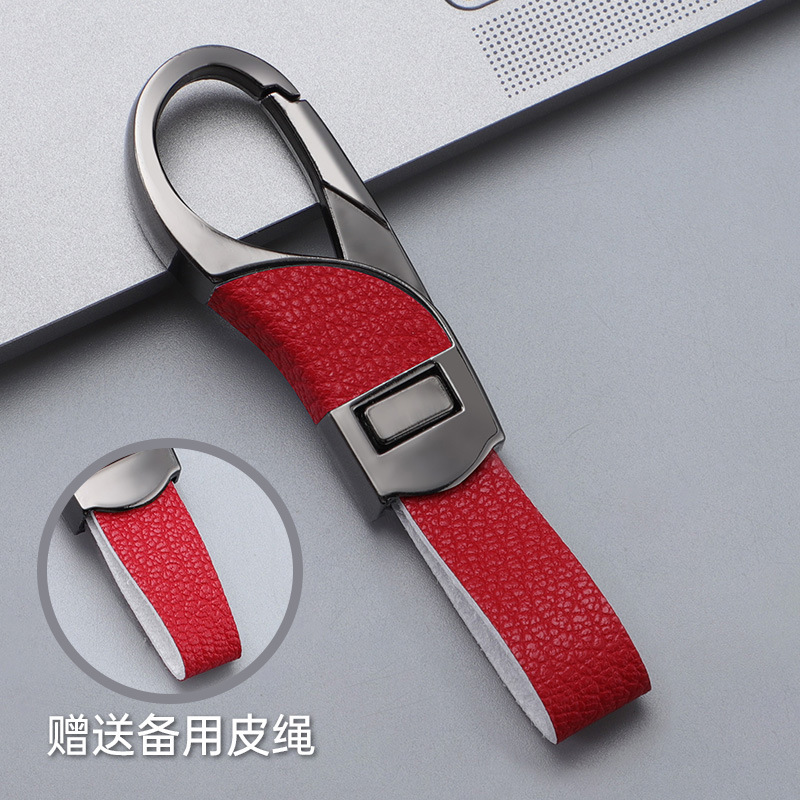 2024 llavero de coche transfronterizo explosivo, botón a presión de cuero de alta gama, colgante de llavero de negocios simple y personalizado