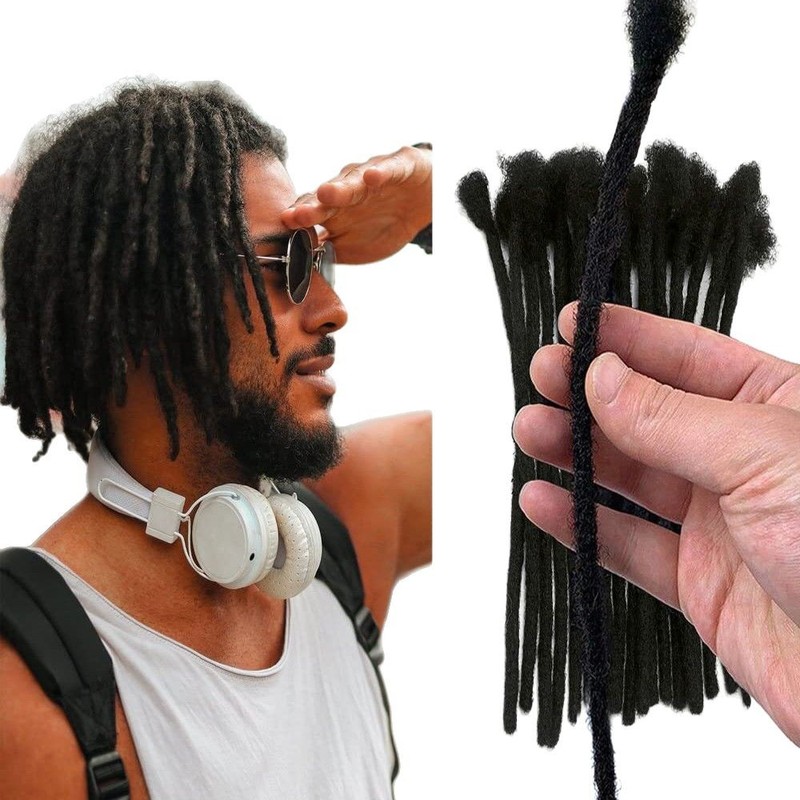 人毛ウィッグ、ドレッドヘアウィッグ、コスプレ用手編みアフリカンドレッド、人毛ドレッドヘア、0.6cm|undefined