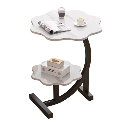 Wholesale Manufacturer's Edge Small Tea Table for Home Living Room Standing Creative Side Table Balcony Dual-Layer Small Round Table