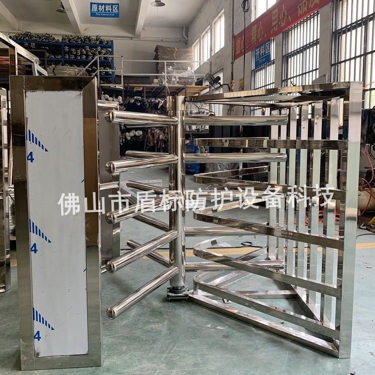 公园入口人行十字栅栏杆不锈钢转闸 半高单向门 防止逆单向通道门